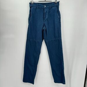 Zara 29 Straight Leg Pants Women Teal Blue‎ Cotton Button Fly Utility Workwear